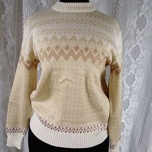 Vintage Lasain Unisex Knit Sweater Color Cream And Tan Size M